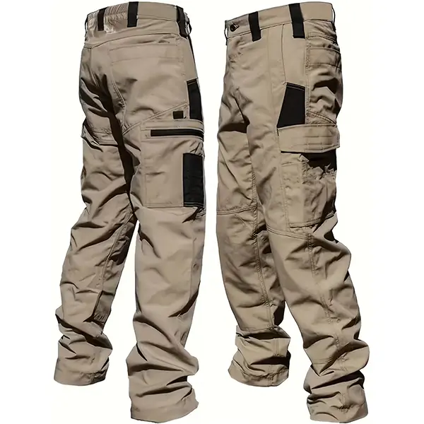 Men’s tactical pants, slightly stretchy waterproof fabric, single pack, durable hard shell construction, wear-resistant cargo pants, plaid fabric, suitable for hiking, casual wear, and work, multi-pocket design (belt not included).