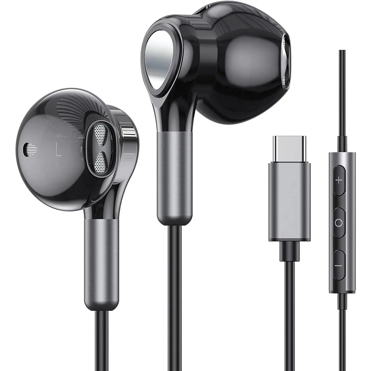 USB C Headphones for Samsung Galaxy USB C Earphones with Mic Volume Control Wired Earbuds USB Type C Headphones for iPhone 16 15 Pro Max Plus iPad Pro Pixel 8 7 6a