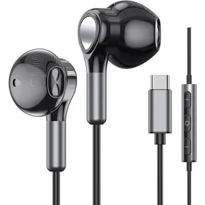 USB C Headphones for Samsung Galaxy USB C Earphones with Mic Volume Control Wired Earbuds USB Type C Headphones for iPhone 16 15 Pro Max Plus iPad Pro Pixel 8 7 6a
