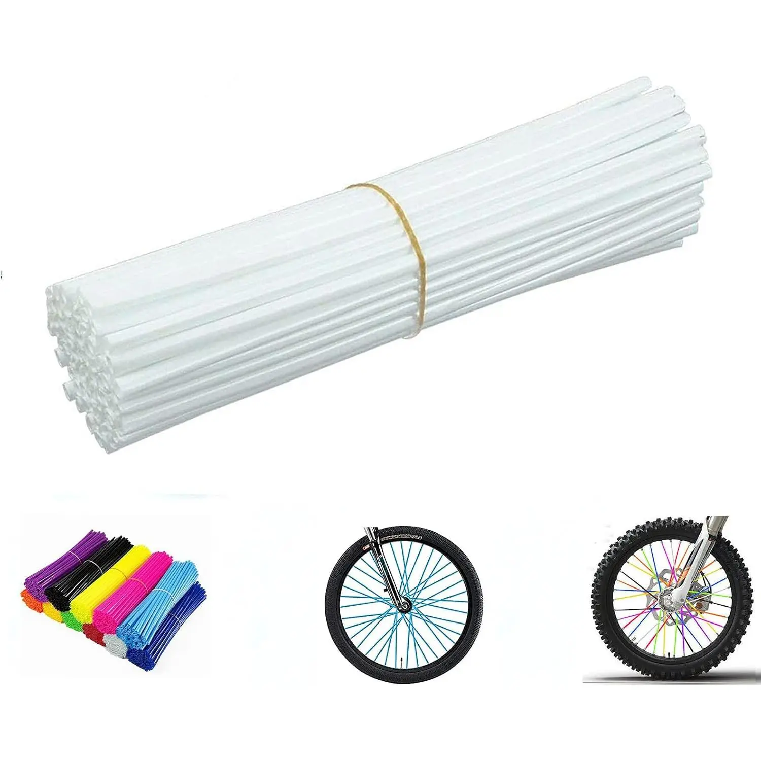 Spoke Skins Spoke Covers: 8-21 inch Rims Protector & Decoration for Dirt Bike |   Bike |   Bicycle |   Wheelchair |   Motorcycle - 72 count