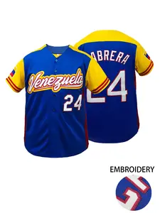 High Quality "Venezuela 24" Stitched Baseball Jersey,Loose Short Sleeve Comfortable Sportswear Sports Clothing Breathable Baseball Shirt, Sports Top, Loose Fit, Perfect for Outdoor Sports, Casual Wear, Unisex All Seasons