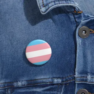 Trans Flag Pride Round Pin for Clothing and Accessories - LGBTQ+ Supporters