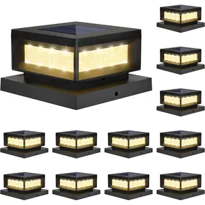 12 Pack Solar   Cap Lights Outdoor for 4x4/6x6 /Vinyl Posts,  Deck Fence Patio Porch Light Cool/Warm Lighting, Black