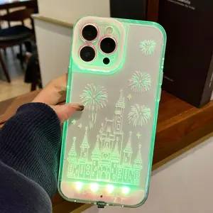 LED Dreamy Night Light Castle Phone Case, Caller ID Protective Cover, Fashionable Phone Protective Case, Compatible With iPhone 11/12/13/14/15/16/17 Pro/Pro Max/Plus