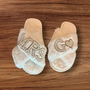 Wedding Slippers for Wife -  "WIFE" & "INITIAL" Heart Design - Special Bridal Accessory