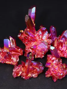 1pc of  Natural Red Crystal Cluster - A Shimmering Electroplated Crystal Specimen Showcasing Rainbow Hues, Ideal for Bohemian for home Decor, a Distinctive Holiday Present for Christmas, Valentine'S Day, Easter