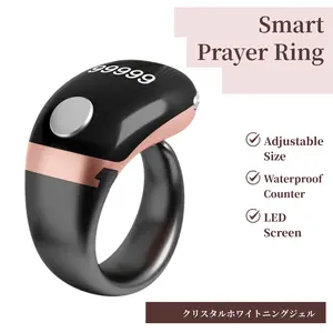 Smart Prayer Beads Ring with LED Screen, Adjustable Size 18-22mm, Waterproof Electronic Counter, Perfect for Muslim Prayers & Daily Worship