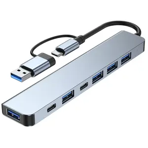7 in 1 USB Hub 3.0 & 2.0 7 Ports Phone Docking Station Adapter Type C Interface 4-Port Splitter