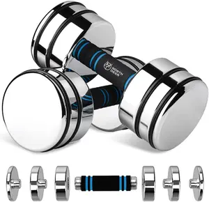 Unisex Handheld Dumbbells Set of 2 10 lbs Adjustable Dumbbells with Foam Handles Chrome Plated Home Fitness Gym Workout (10 lbs x 2)