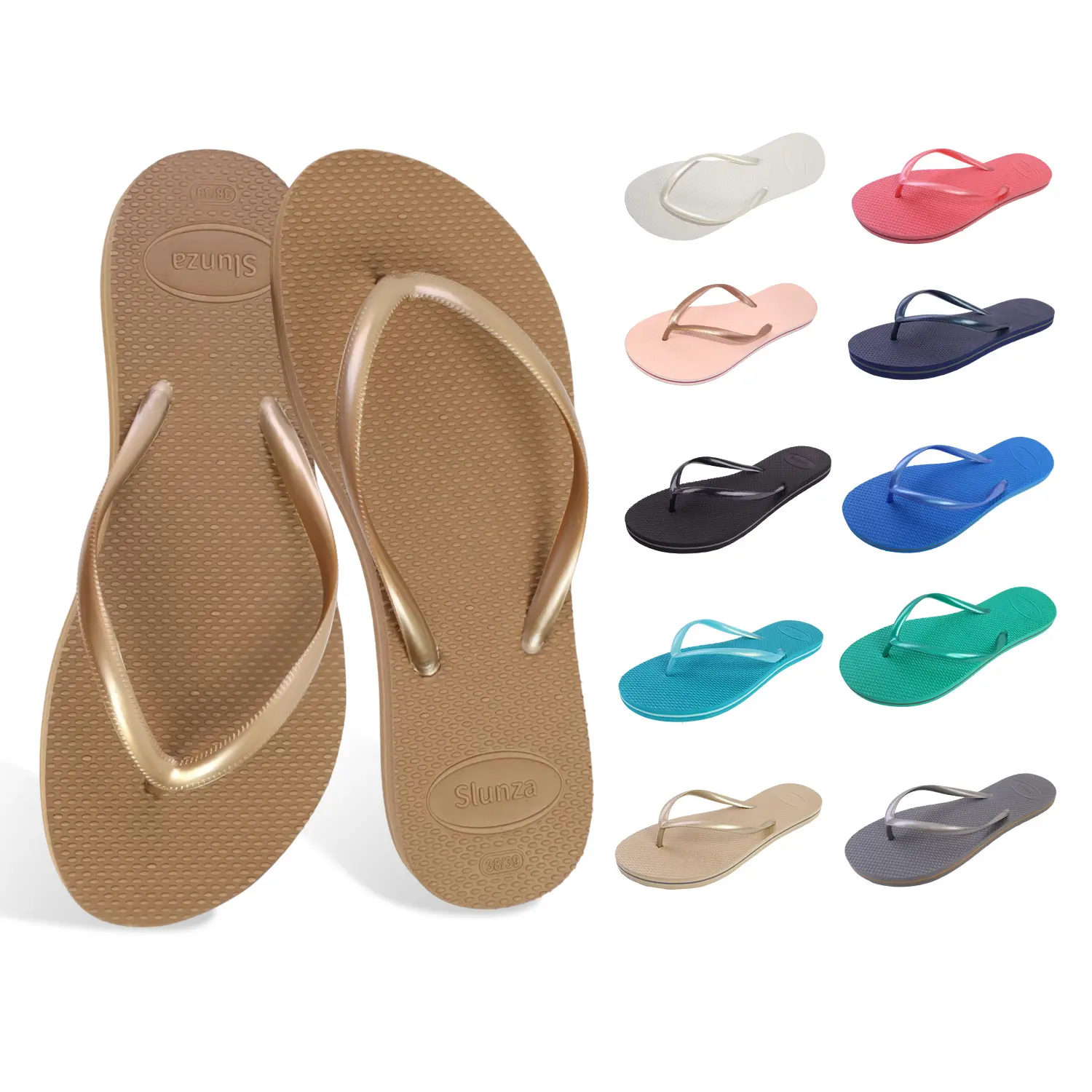 Slunza Women's Classic Elegant Sandals, Solid Color Lightweight Thong Flip Flops, Comfortable Non-Slip Summer Beach Footwear, Shoe, Women's Sandals, Anti-Slip Traction Women's Flip Flops