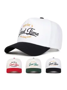 Unisex Good Time Embroidered Baseball Cap, Adjustable Outdoor Sun Protection Hat, Casual Fitted Woven Fabric for Spring & Fall, Premium Quality Cap