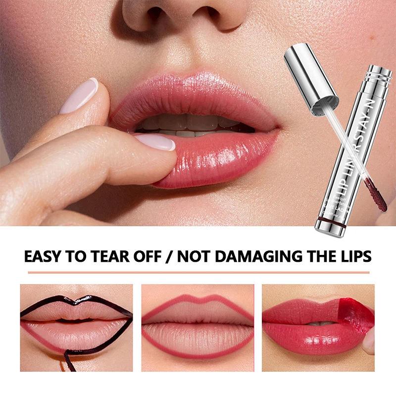 Tear-Off Matte Lip Stain Tattoo Dyed Lip Tint Peel-Off Liquid Lipstick Waterproof Lasting No Fading Lip Gloss #1 Glossy Cosmetic Makeup