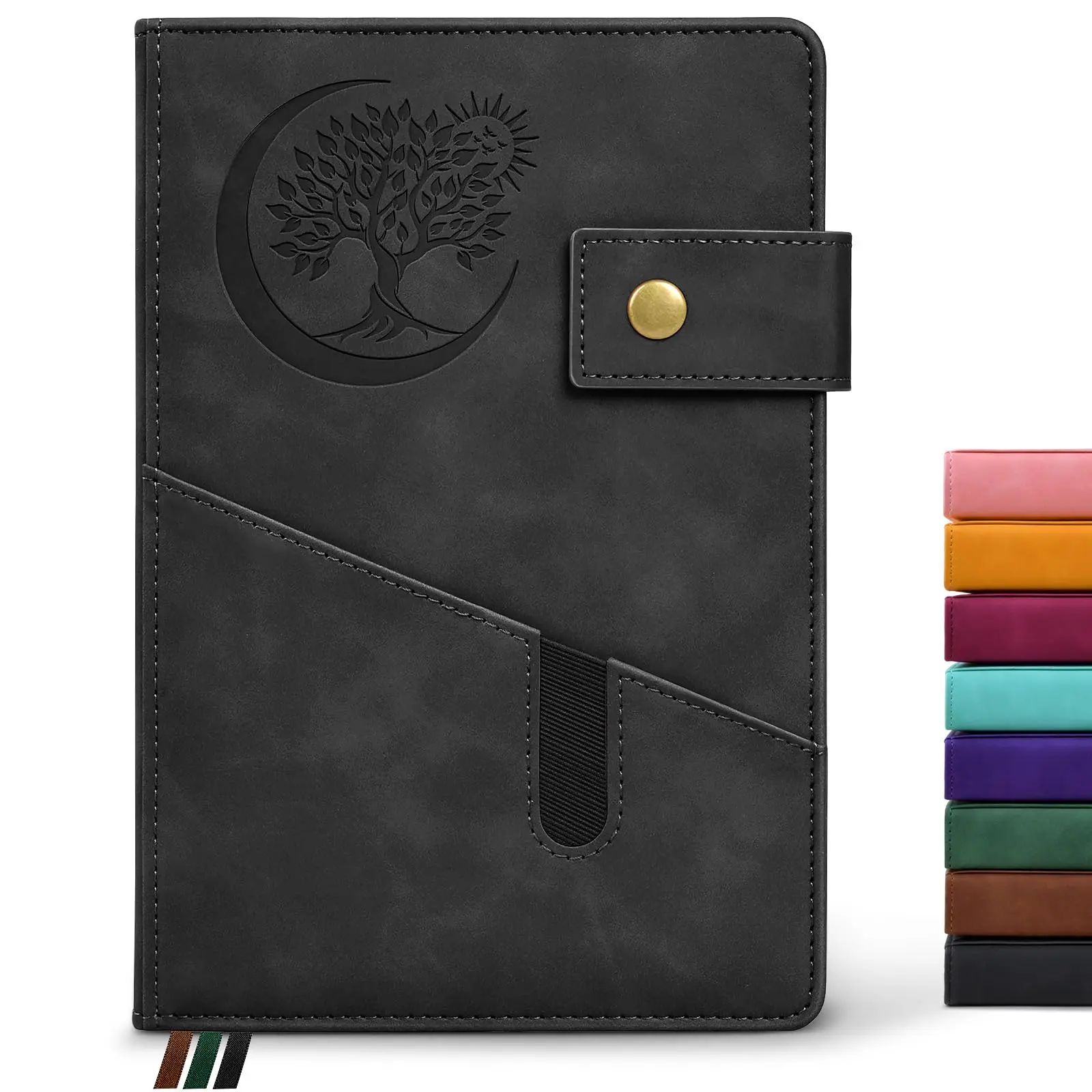 A5 Hardcover Leather Blank Journal - 200 Thick Plain Sheets Paper, 5.9"x8.4" Size, Durable Notebook for Drawing & Writing, Men's Office Stationery, Journaling Notebooks, Sketchbook Ideas, Classic