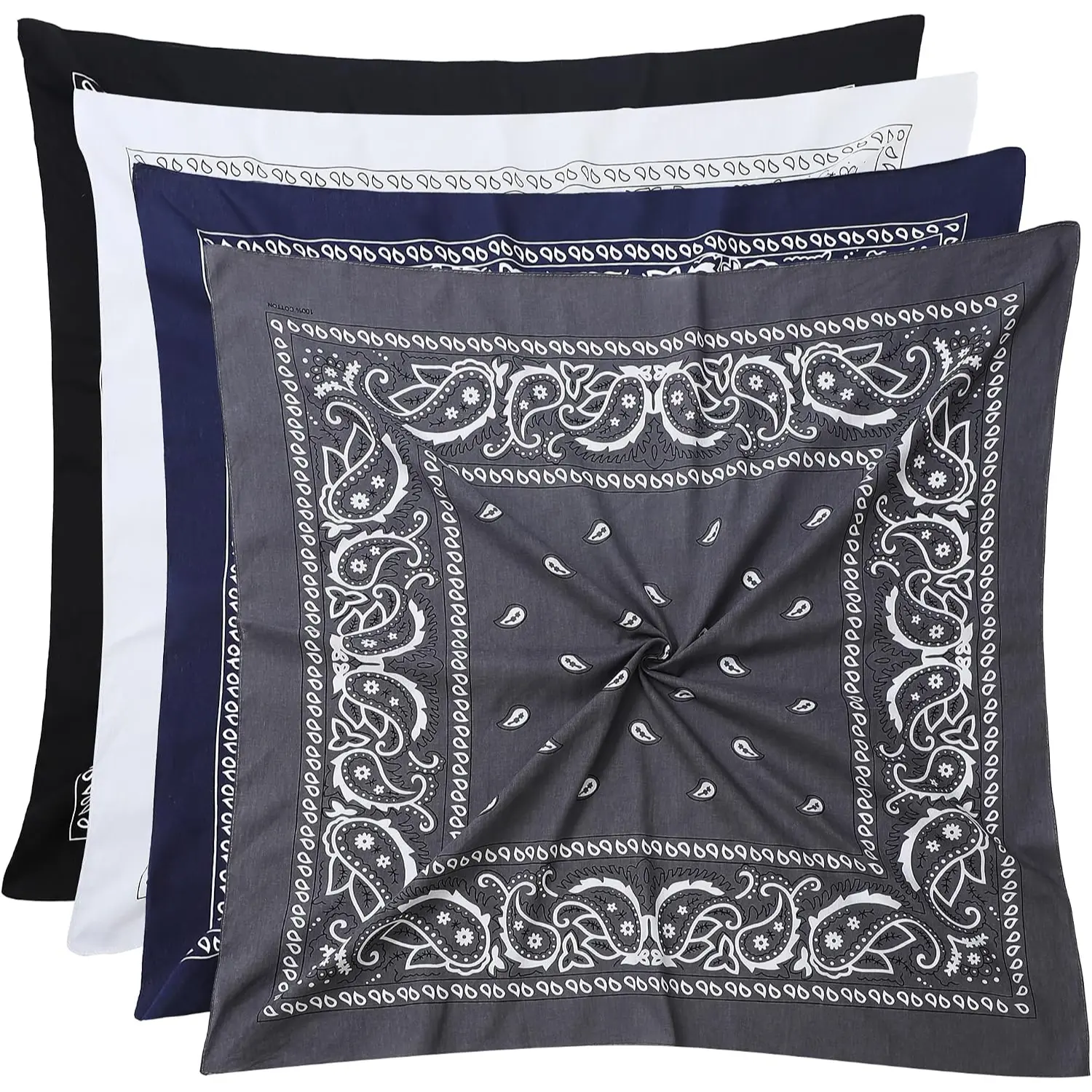 4 Pack Cotton Paisley Bandana Large Head Scarf Neck Wrap Hair Bandana for Men Women