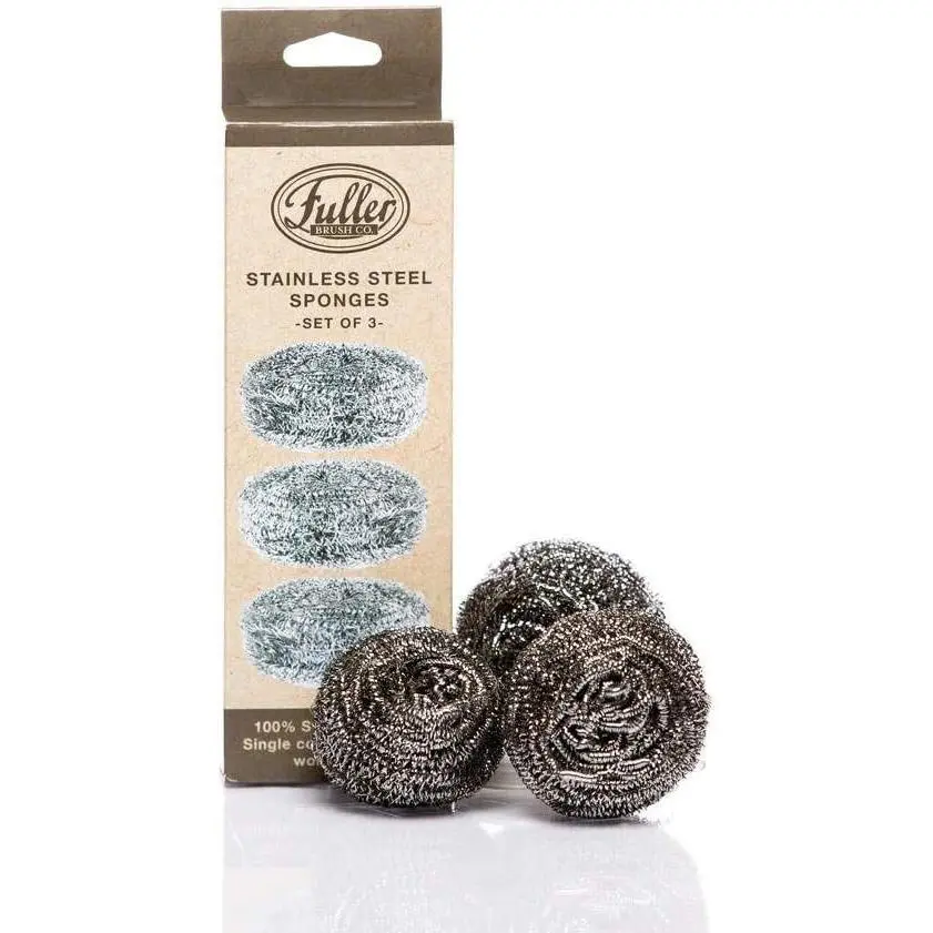 Stainless Steel Scrubbing Sponges - 1-Pack (1 Set of 3 = 3 count) - Heavy Duty Kitchen Scour Sponges for Dishes, Pots & Pans