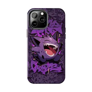 Purple Ghost Gengar Evolution Case for iPhone 17-7 Pro Max Plus & Samsung Galaxy S25-S21 Ultra Plus - Laughing Monster Graffiti Aesthetic Phone Cover unisex