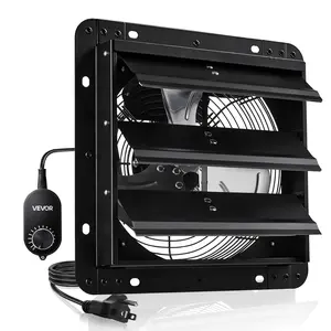 VEVOR 10-in Wall Mounted Shutter Exhaust Fan, 900 CFM AC Motor with Variable Speed Controller, Heavy-duty Steel, Low Noise for Shed, Garage Ventilation Cooling, Black Fans