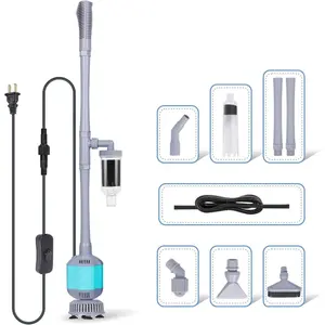 Aquarium Gravel Cleaner Electric Automatic 5 in 1 Tool Set for Fish Tank with 360GPH Adjustable Length 15W Supplies Home Cleaning Remover