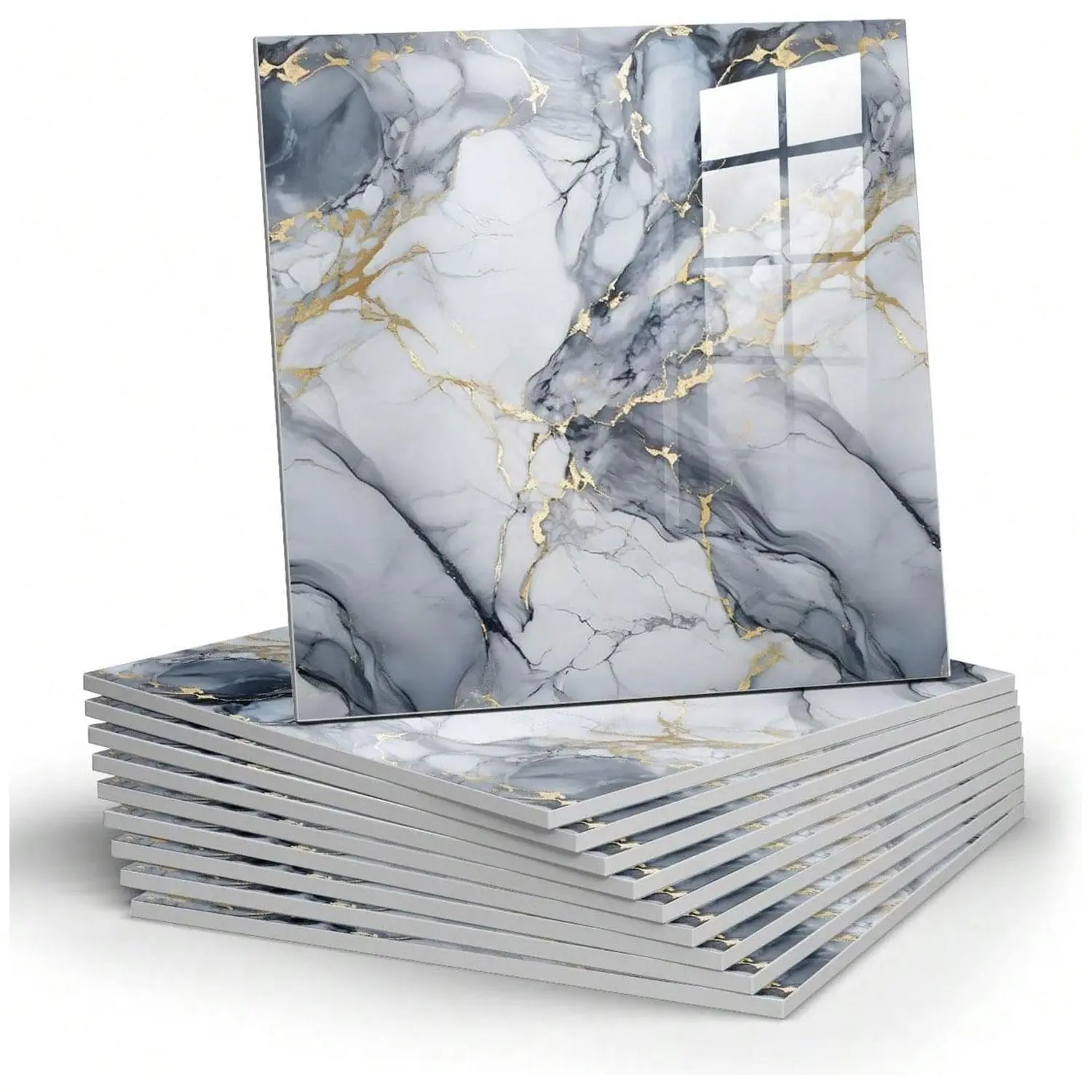 Marble pattern sticker waterproof bathroom wall panels, PVC kitchen tiles, colored non-tile appearance, 11.8"x11.8", 10/20 piece set, Waterproof marble stickers, Marble Backsplash Wallpaper, Stickers Decor, Kitchen Bathroom Decoration