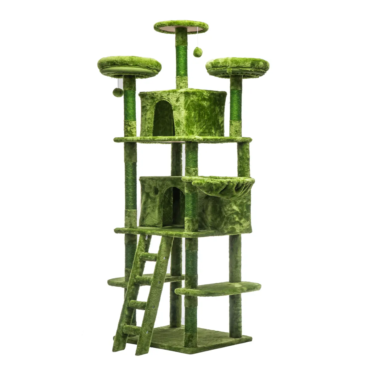 [Bellemave] 70.87in Cat Tree W/2 Private Condos,3 Perches&Hanging Hammock,Skin-Friendly Short Plush&No Sharp Edges,Natural Sisal Scratching Areas,Safe & Stable for Multi-Cat Families,Kittens to Senior Cats