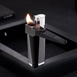 Two-in-one Retro Folding Lighter,Portable Lighter, Soft Flame Rechargeable Lighter, Integrated Oblique Spray Lighter, Metal Folding Butane Lighter, Adjustable Flame, Gift for Father and Husband (butane Gas Not Included)