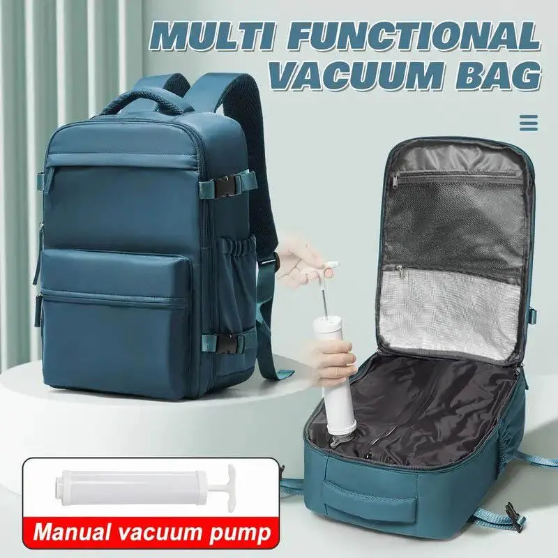 Travel Compression Vacuum Backpack with Air Pump for Carry On Luggage, Portable Sealed Backpack for Travel Organization