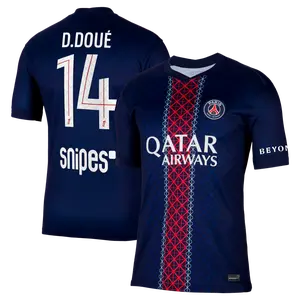 Navy PSG D.Doue #14 Champions League Playoffs 2026 Home On Field Jersey - Navy