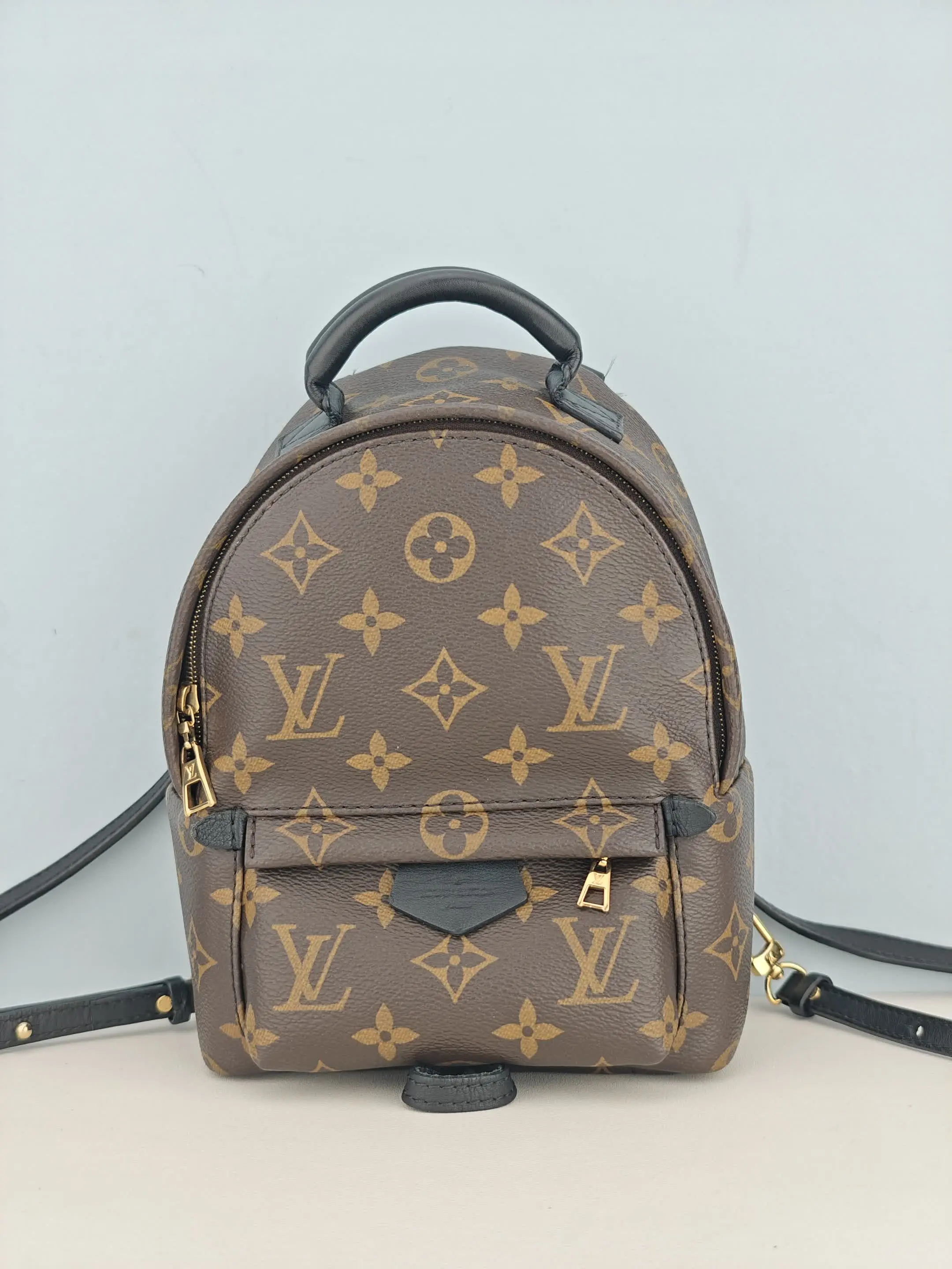 Pre-owned Monogram coated canvas and leather trim Backpacks Louis Vuitton Monogram Canvas Palm Springs Mini Backpack Bag【AR5105】