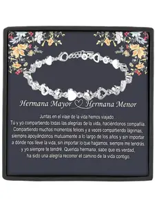 Big Sister Little Sister Interlocking Heart Tennis Bracelet with Message Card and Gift Box Birthday/Christmas/Graduation/Sisters Day Gift