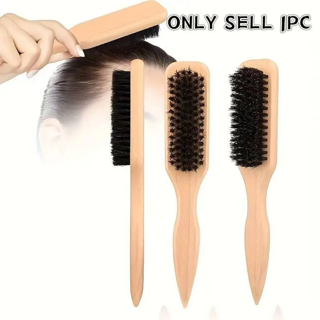 Wild Boar Bristle Hair Brush, Natural for Smooth Ponytail and Bun, Flattens Frizzed Hairs, Controls Hairline, Also for Back Combing and Volumizing, Essential Brush