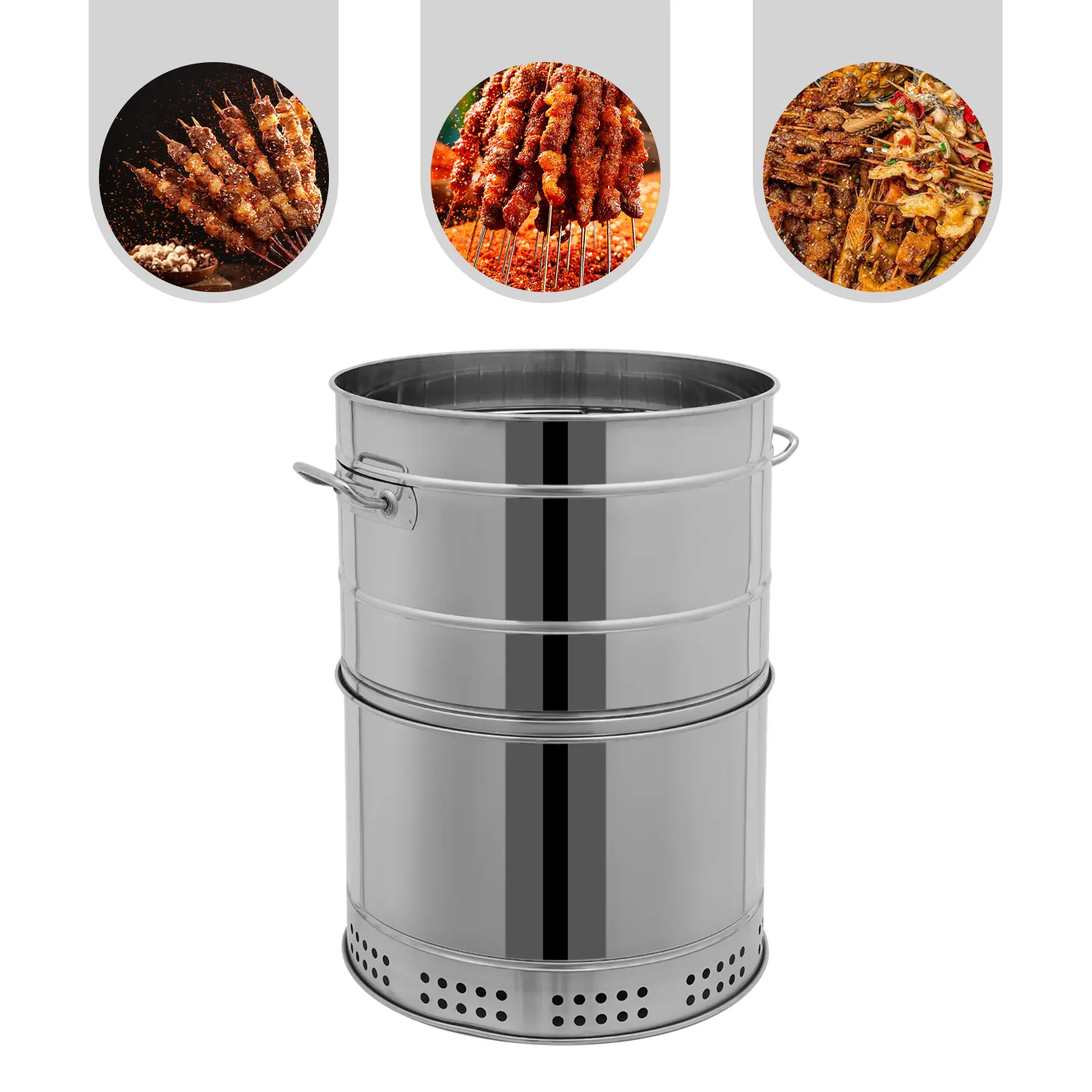 Portable Charcoal Barbecue Grill - 201 Stainless Steel, 16.14x25.98in Large Capacity, 360° Even Grilling, Oil-Carbon Separation, Smokeless, 50 Skewers, Ash Tray, Easy Clean, Heat Resistant for Camping, Backyard Parties, Ideal Gift (Portable Bbqs), Indoor