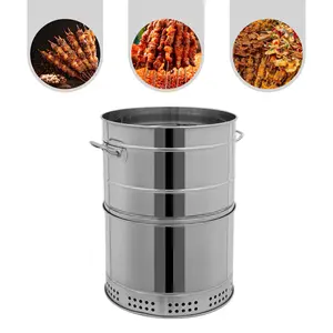 Portable Barbecue Grill 201 Stainless Steel 16.14x25.98in Large Capacity 360° Even Grilling Oil Carbon Separation Smokeless 50 Skewers Ash Tray Easy Clean Camping Picnic Backyard Party Gift Heat Resistant Bbq Modern Lunch Travel