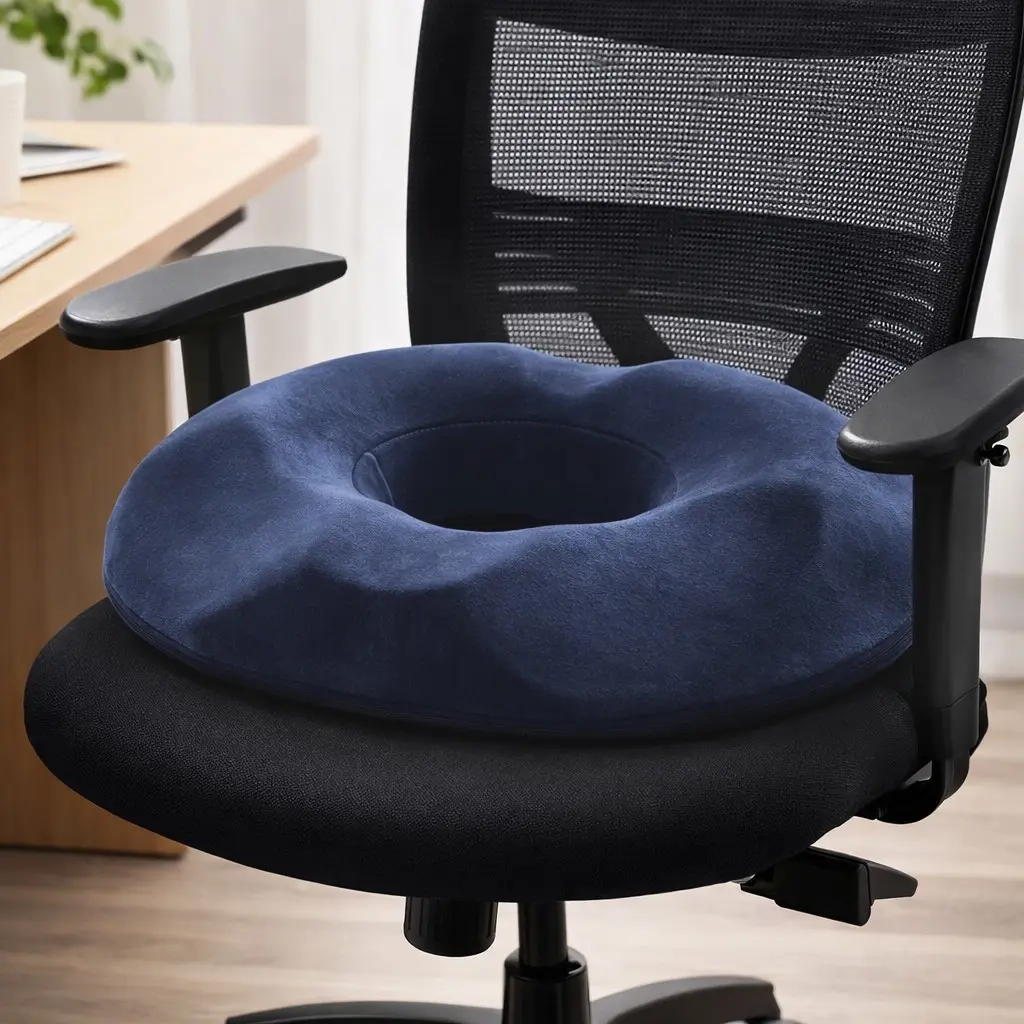 1 Piece Ergonomic Donut Seat Cushion for Office Chair, Memory Foam Material, Pressure Relief Design, Comfortable Support for Long Sitting, Home & Office Use, Seat Cushion Pad