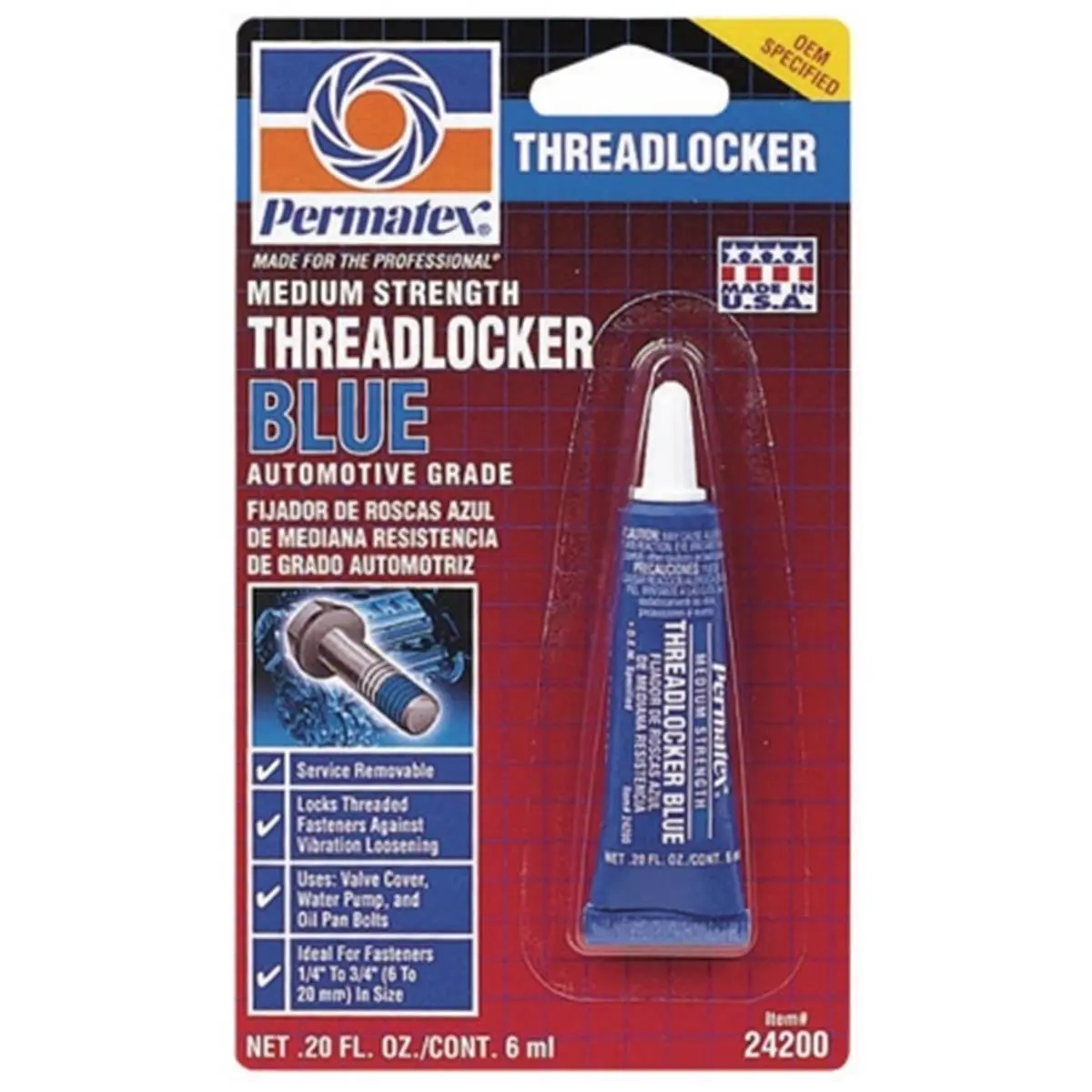 Permatex Blue Medium Strength Threadlocker, 6 ml Locking Adhesive with Corrosion Protection, Vibration Proof, OEM Specified (Home Improvement, Building Supplies)