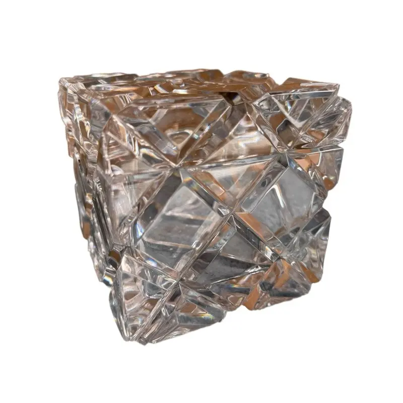 Mikasa Crystal Cube with Diamond Deep Cut Design - Elegant Crystal Block with Unique Cut Pattern