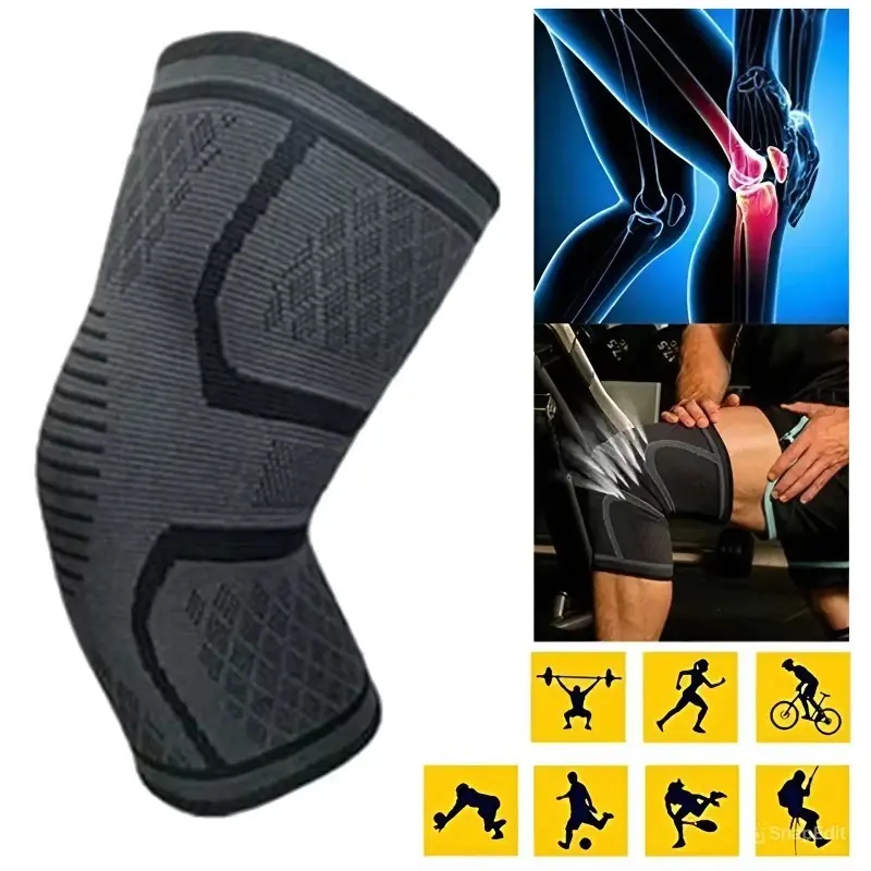 Knee Support Brace, Striped Nylon Leg Compression Sleeve for Joint Pain Relief, Arthritis, Running & Gym Workouts - 1 Piece, Compression Sleeve Leg