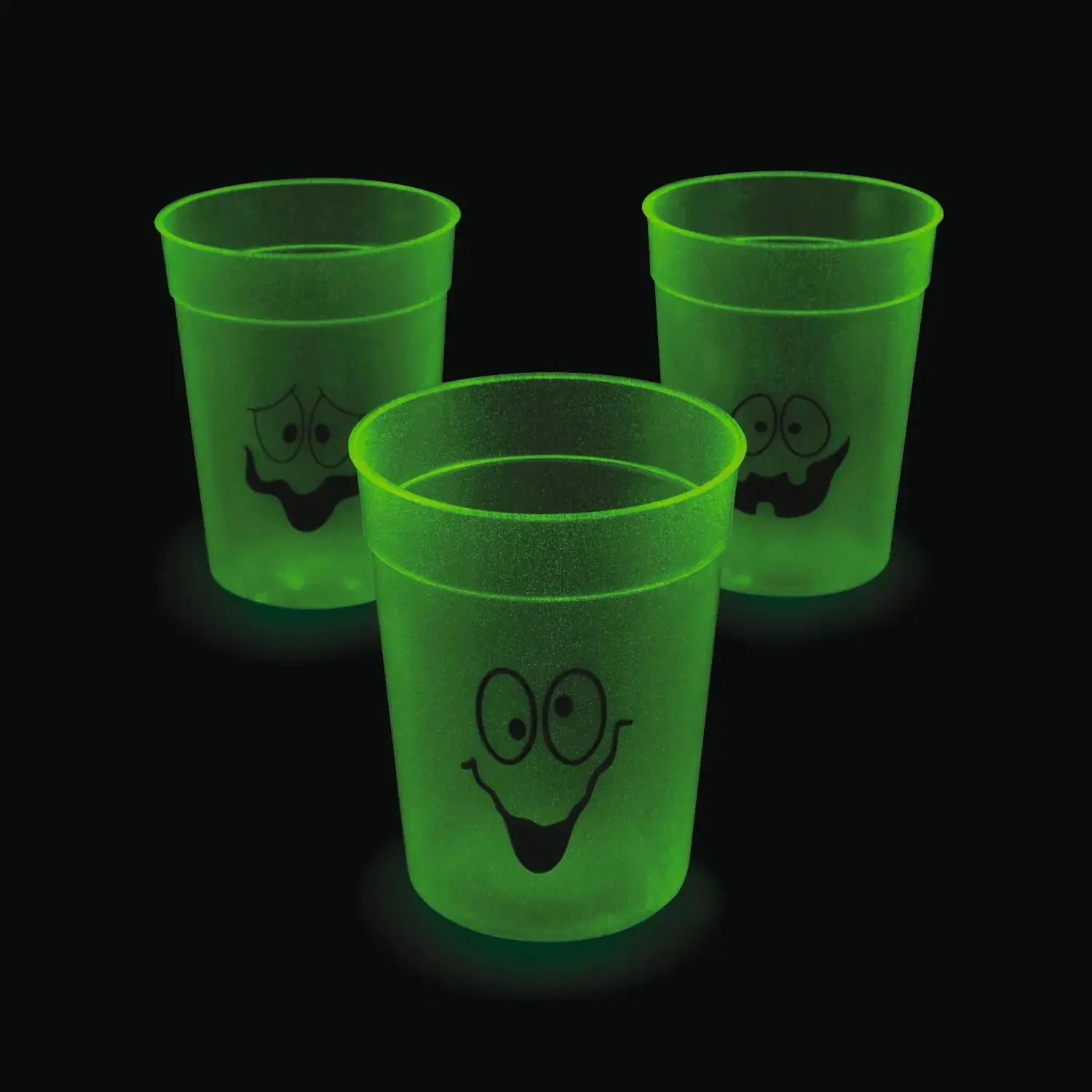 Glowing Face Halloween Plastic Cups - 12 Pc. | Perfect for Festive Dinner Parties
