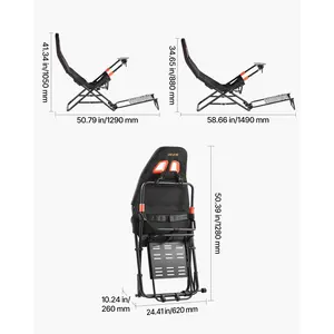 VEVOR Portable Racing Wheel Stand, Foldable Adjustable Steering Sim Wheel Stand, 18.5 in Seat Inner Width, Compatible with Logitech G923/G920/G29, Thrustmaster T248P, Fanatec, Hori, Mad Catz, Black