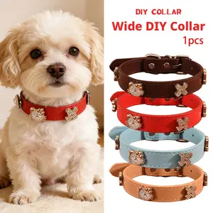 Leather Pet Collar for Small Dogs and Cats, Pearl and Rhinestone Design, Stylish Dog Harness Accessory, Elegant Cat Necklace