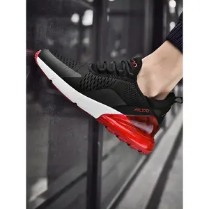 Men's  Air Cushion Running Sneakers, Breathable Mesh Upper, Shock-Absorbing Sole, Athletic Gym Shoes for American Athletes