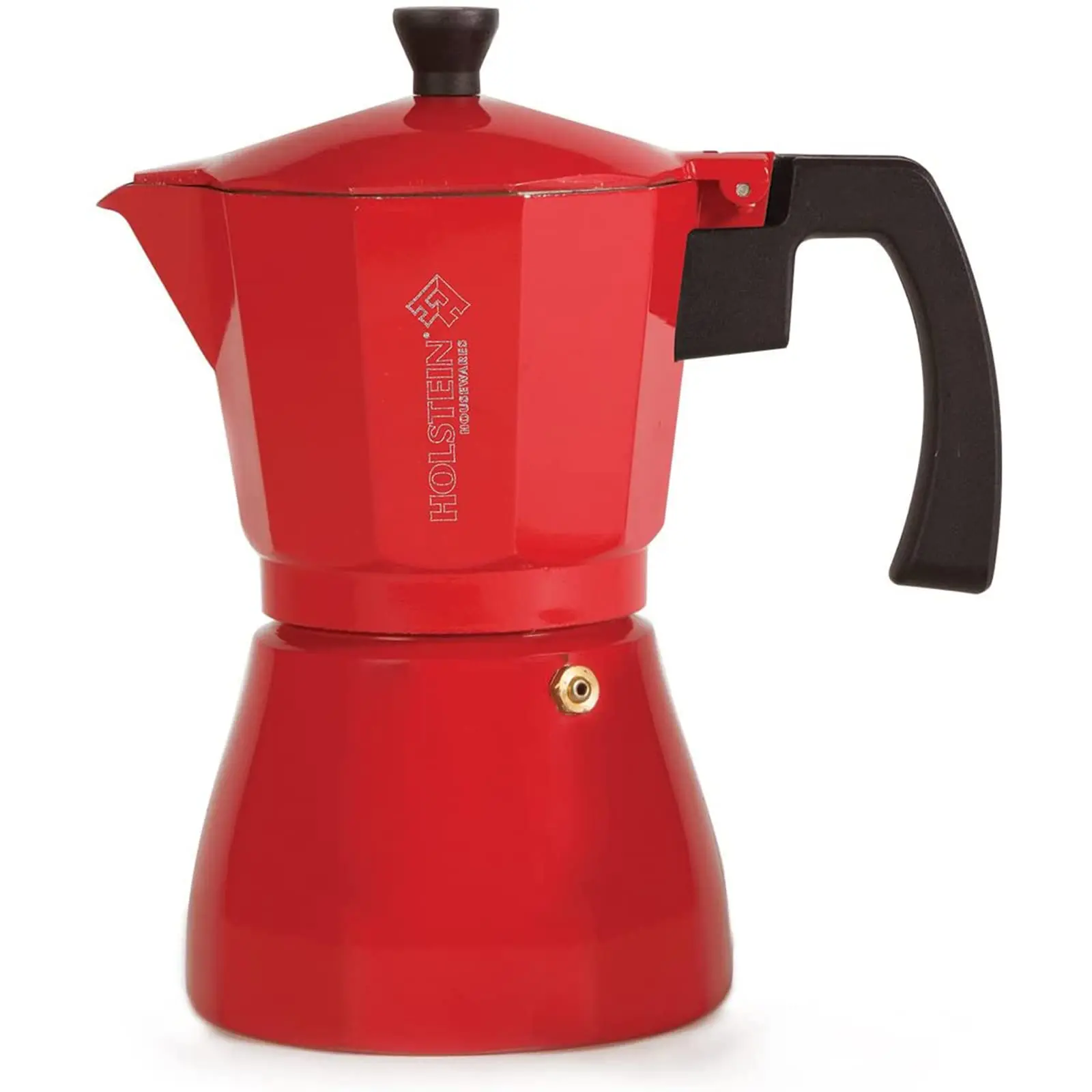 - 6 Cup Aluminum Stovetop Espresso Maker And Moka Pot Great Tasting Traditional Coffee  Italian Cuban Cafe Brewing In Minutes Red