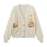 【Black Friday】Women's Boho Floral Embroidery Button Front Cardigan, Casual Long Sleeve Pocket Knitwear for Fall, Fashion Women's Knit Clothing for Daily Wear