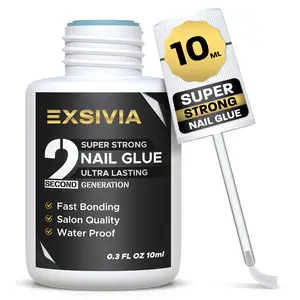 2nd Generation Strong Hold Nail Glue - Salon Quality, Extra Strength for Acrylic, Press-On, Fake Nails, No Dehydrator and Primer Needed - 10ml