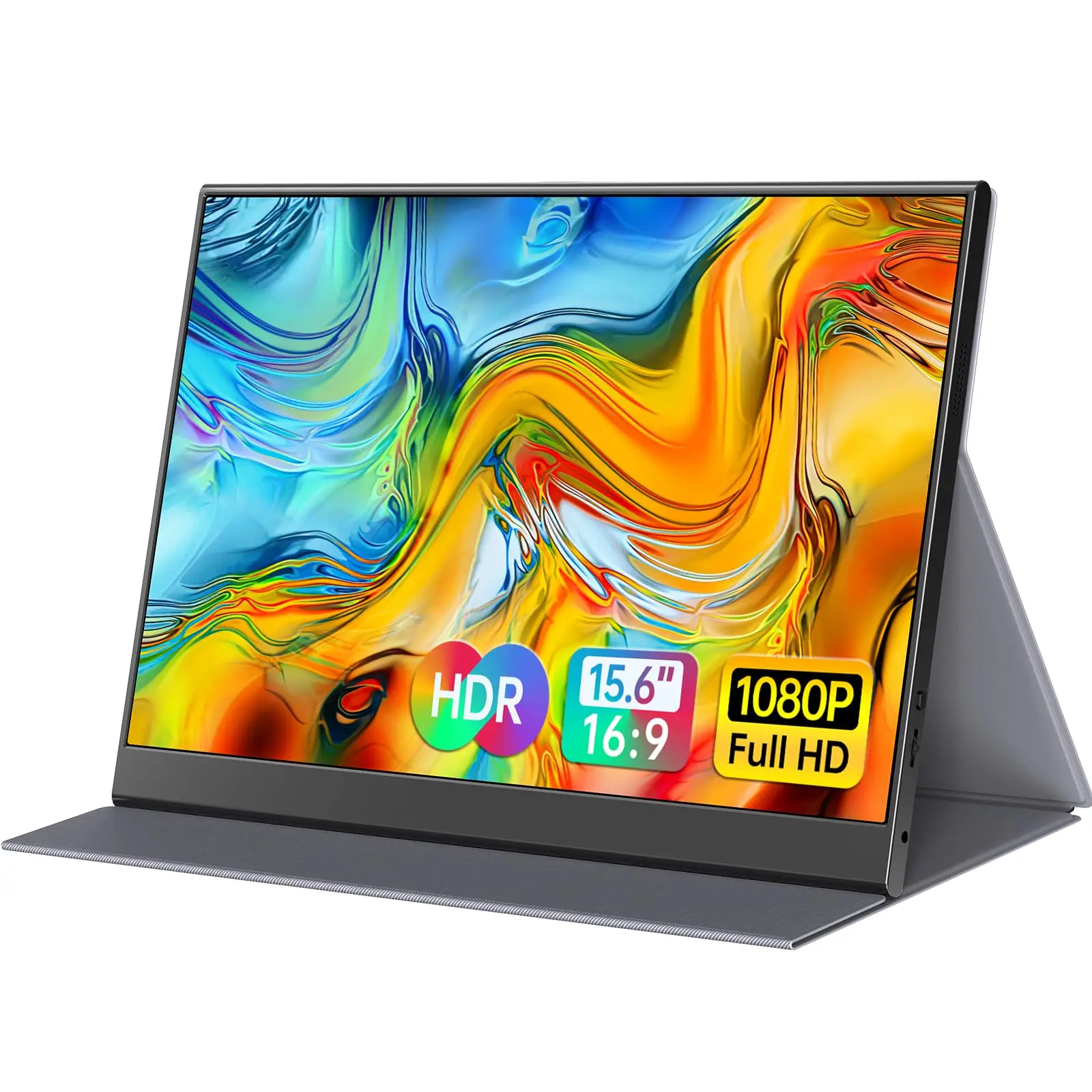 DGFAN 15.6 inch Portable Monitor , 1080P FHD USB-C HDMI Second External Monitor for Laptop PC Mac Phone PS Xbox Swich IPS Ultra-Thin Zero Frame Gaming Monitor/Premium Smart Cover