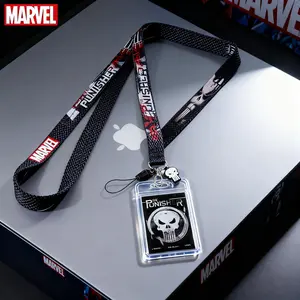 1PC Marvel ID Holder Card for Keys Lanyard Slim Lightweight The Punisher  Portable for Work School Office Widely Used for Keys Keychain Wallet Phone Suitable