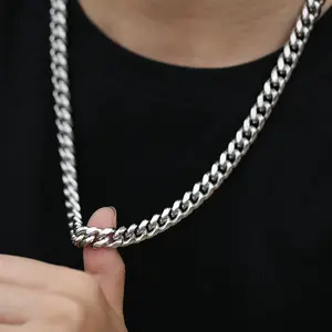 Stainless Steel 10mm Italian Miami Cuban Link Chain Necklace for Men & Boys TrendyMinimalist Chunky Chain Jewelry Gift