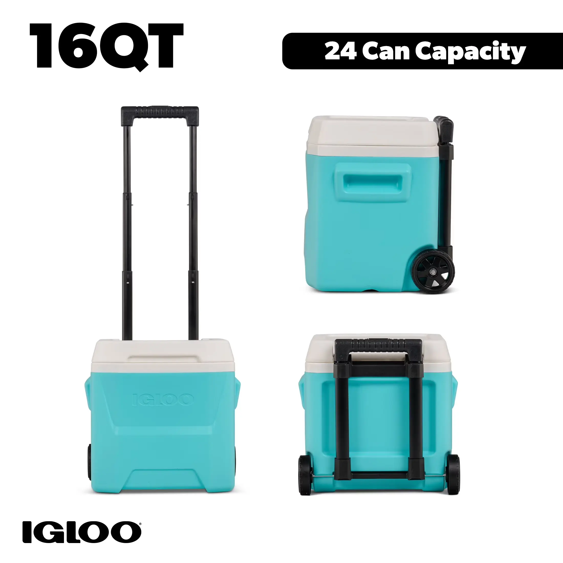 16 QT Laguna Hard Side Ice Chest Cooler with Wheels, Aqua Blue