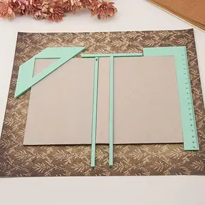 Manual Diary Album Cover Making Kit, 1 Set Book Binding Locator Ruler with Storage Box, Multipurpose Ruler for Home Office School, Multifunctional Stationery