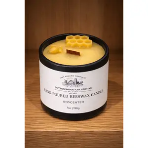100% Pure Beeswax Candle | Hand-Poured, Wood Wick, Non-Toxic 100% Pure Beeswax Candle | Hand-Poured, Wood Wick, Non-Toxic