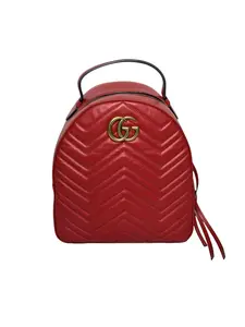 Pre-owned GUCCI GG Matelassé leather Crossbody Bags GG Marmont Backpack Red Pristine S020260403001